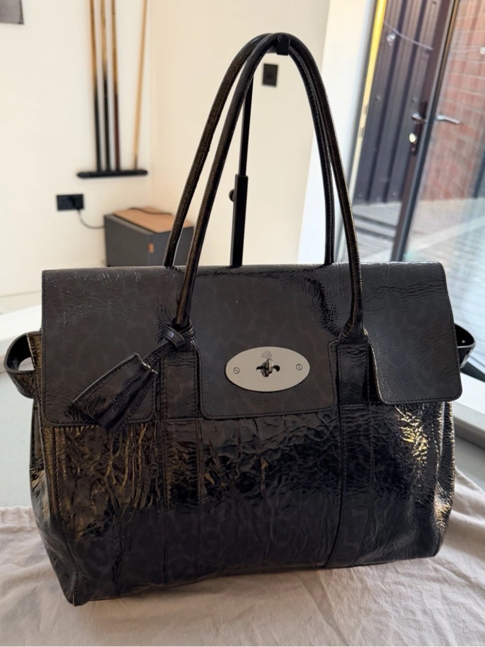 Mulberry Navy Patent Leather Satchel